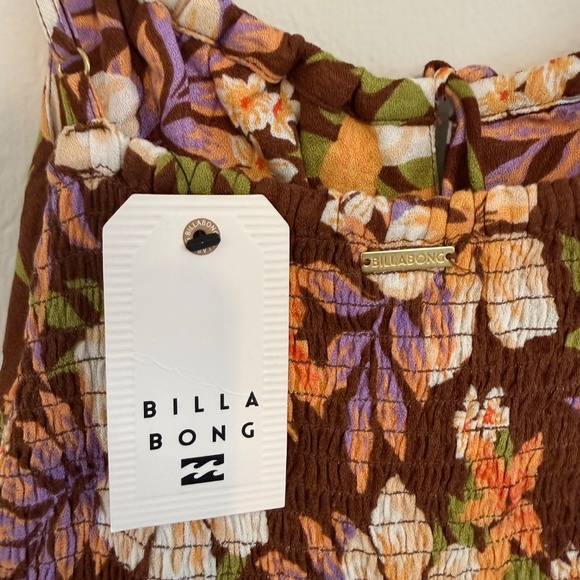 Billabong Juniors Island Calling Brown Floral Sleeveless Mini Dress XS - Picture 11 of 12